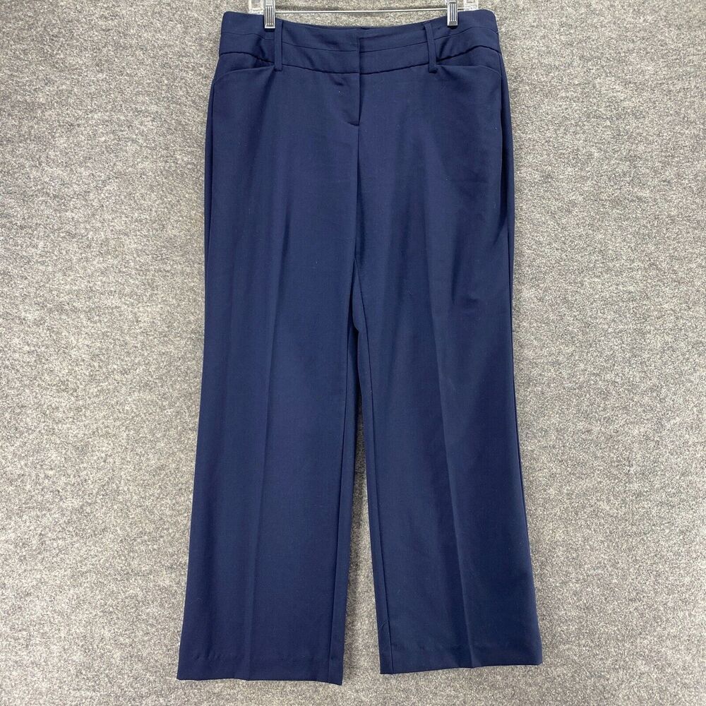 Cato Dress Pants Women 12P Petite Blue High Rise Pleated Straight Rayon Pockets